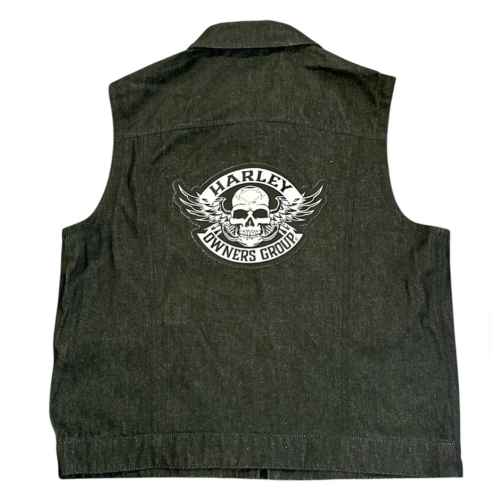 First MFG Co The Rook Mens 3XL Raw Denim Vest Conceal Carry Moto Biker HOG Patch